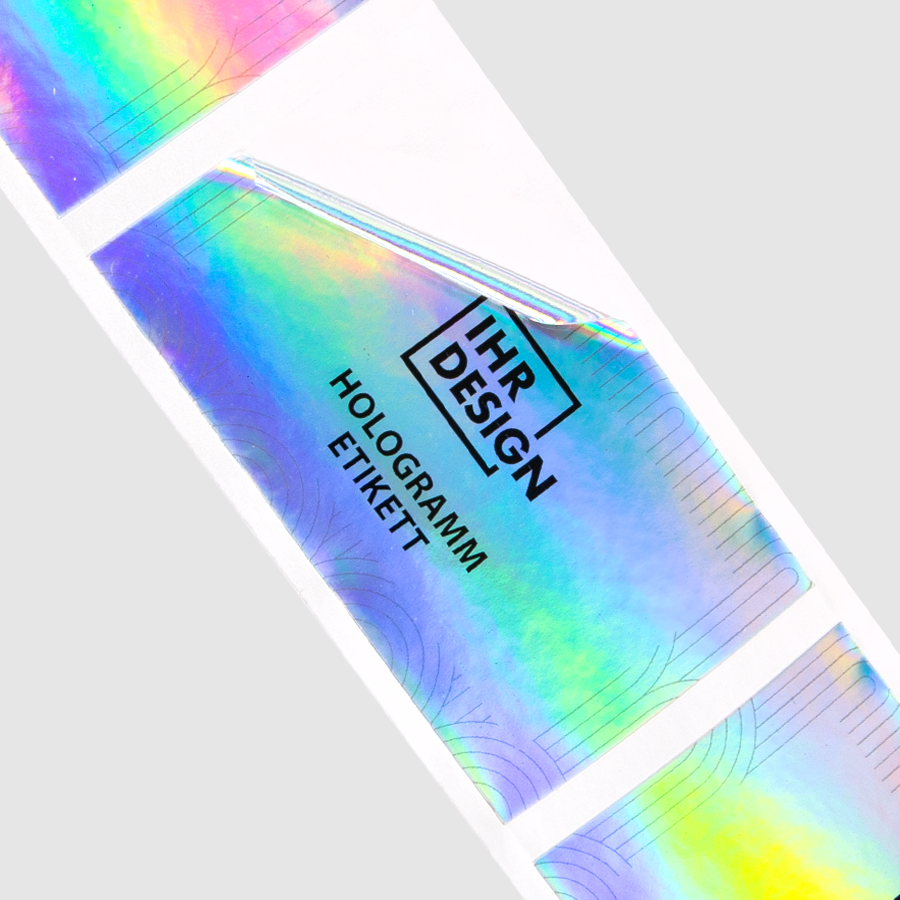 Rechteckige Hologramm-Etiketten individuell bedruckt, Sorte Holo-Rainbow