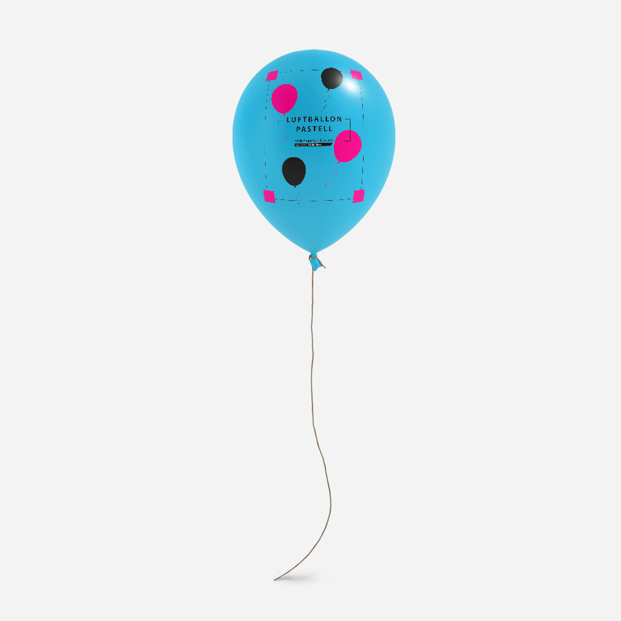 Blauer Pastell-Luftballon aus umweltfreundlichem Naturlatex, mit individuellem Wunschdruck