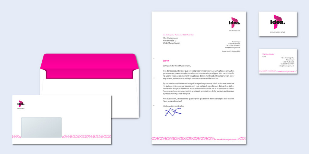 Briefpapier-Set und Visitenkarten mit Sonderfarben HKS bzw. Pantone im Corporate Design