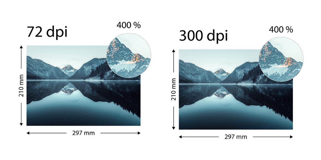 Beim Druckdaten Erstellen hilft es, die Auflösung zu prüfen via Zoom im PDF-Reader.