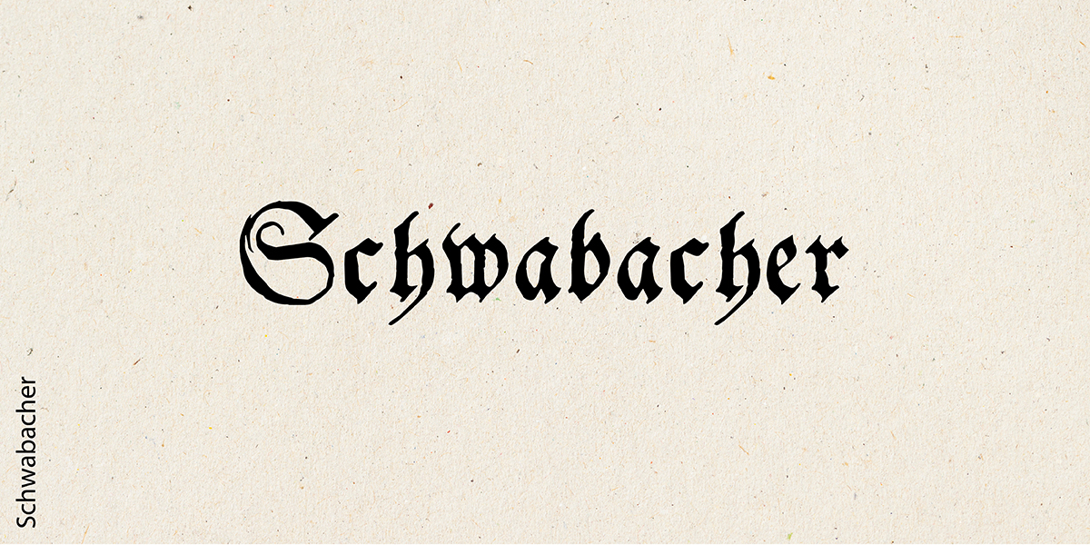 Die altdeutsche Schriftart "Schwabacher" auf beigefarbenem Hintergrund