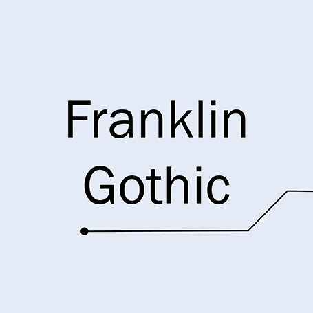 Die Schriftart Franklin Gothic als Beispiel für eine serifenlose Schrift mit Deko-Linie auf Hellblau
