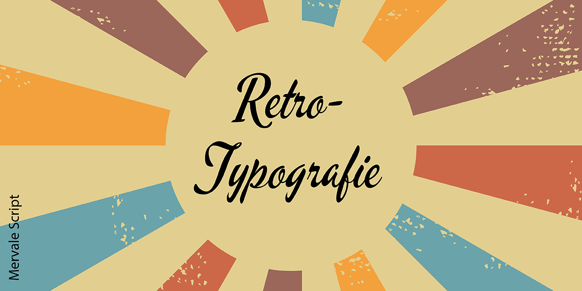 Das Wort Retro-Typografie, gestaltet in der Vintage-Schrift Mervale Script