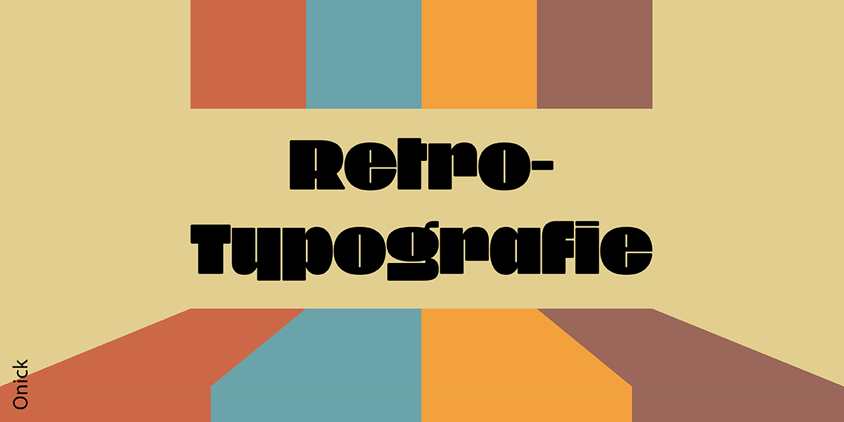 Das Wort Retro-Typografie, gestaltet in der Vintage-Schrift Onick
