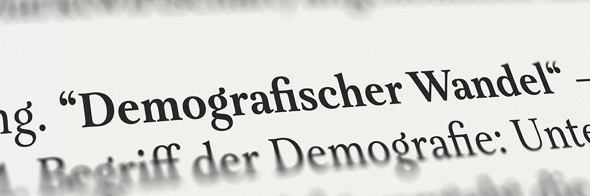 Beispiel-Textausschnitt mit Ligatur: "Demografischer Wandel", Ligatur: "fi"