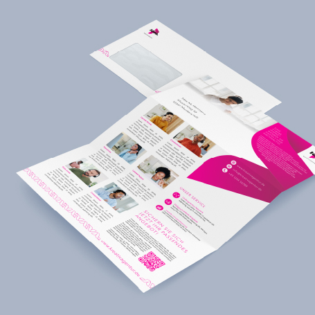 Ein Beispiel für ein Post-Mailing: ein kuvertiertes Mailing im pinkfarbenen Design