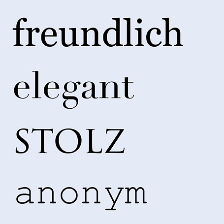 Wirkung der Serifenschriften Georgia, Didot LT Pro, Trajan Pro und Courir New in Adjektiven