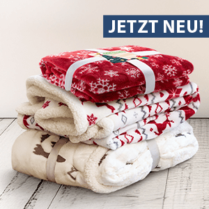 Kuschelige Weihnachts-Fleecedecken, personalisierbar mit Geschenkband und Papiereinleger