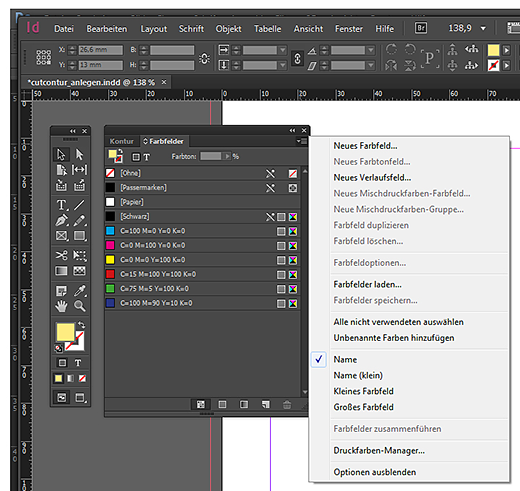 Neues Farbfeld in InDesign anlegen