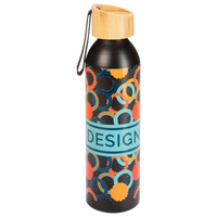 Aluminiumflasche mit Bambusdeckel bedruckt