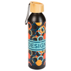 Aluminiumflasche mit Bambusdeckel bedruckt