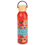 Aluminiumflasche mit Bambus-Tragedeckel bedruckt