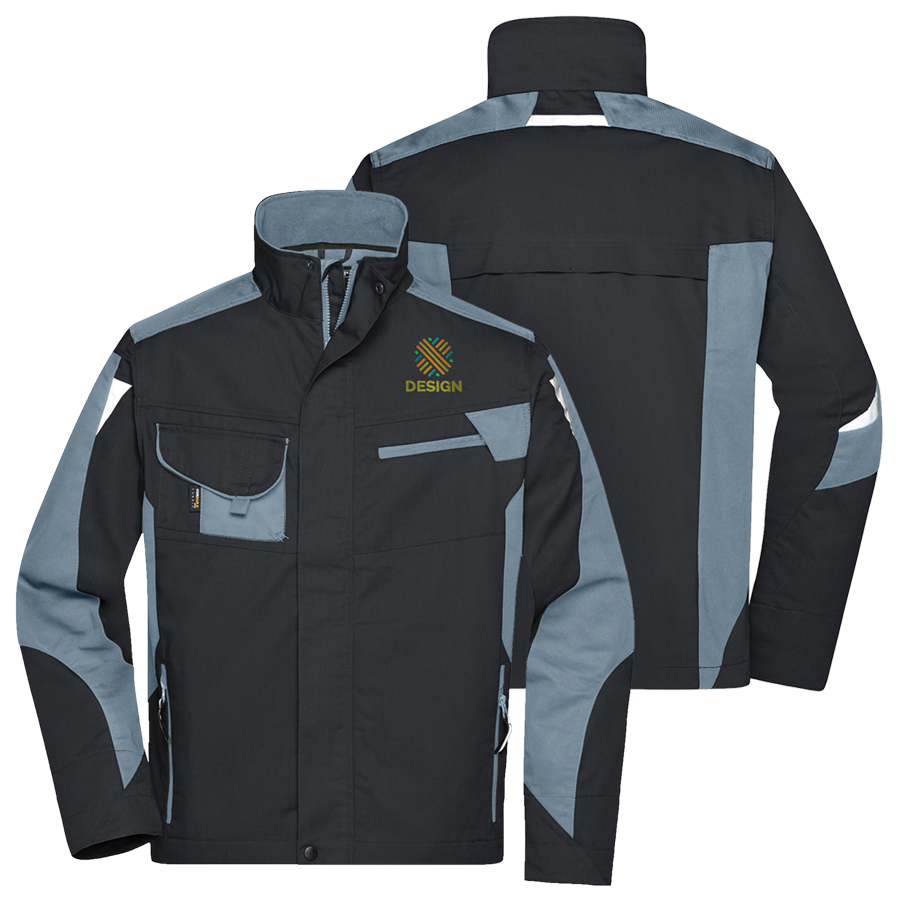 5 Stk. Arbeitsjacke Premium-JAMES & NICHOLSON, mit EINER Stickposition (Vorne)