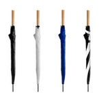 Stockschirm mit geradem Holzgriff, verschiedene Farben, geschlossen