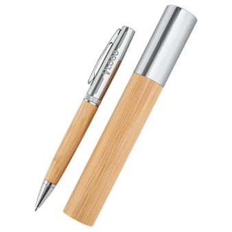 Bambus-Kugelschreiber Chroma mit einseitiger Lasergravur