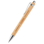 Bambus-Kugelschreiber mit Metallclip und einseitiger Lasergravur