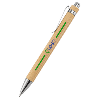 Bambus-Kugelschreiber mit Metallclip