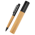 Bambus-Kugelschreiber Schwarz mit einseitiger Lasergravur