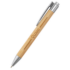 Bambus-Kugelschreiber Silber mit einseitiger Lasergravur