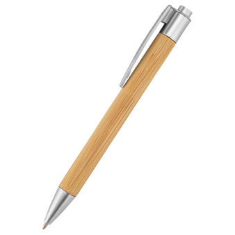 Bambus-Kugelschreiber Silber, ohne Werbeanbringung