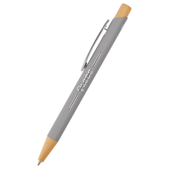 Bambus-Softtouch-Kugelschreiber Pastell mit einseitiger Lasergravur