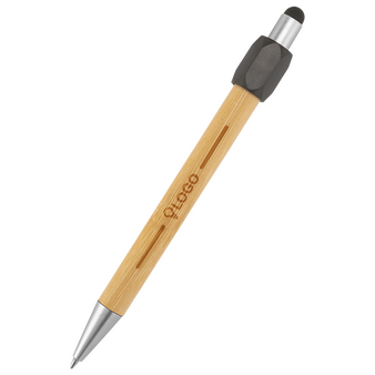 Bambus-Touchpen-Kugelschreiber Spinner mit einseitiger Lasergravur