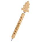 Bambus-Weihnachtskugelschreiber mit einseitiger Lasergravur