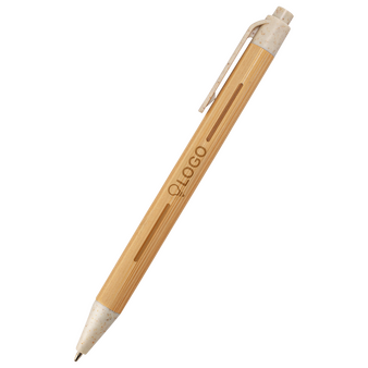 Bambus-Weizenstroh-Kugelschreiber mit einseitiger Lasergravur