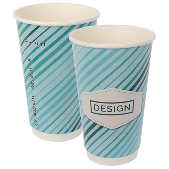 Becher doppelwandig mit Eichstrich 400 ml, 4/0-farbig (CMYK)