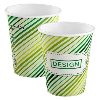 Becher einwandig mit Eichstrich 200 ml, 4/0-farbig (CMYK)