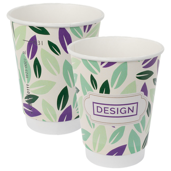 Bio-Becher doppelwandig mit Eichstrich 300 ml, 4/0-farbig