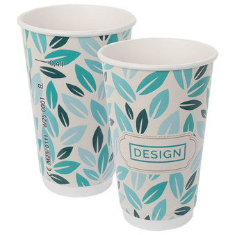 Bio-Becher doppelwandig mit Eichstrich 400 ml, 4/0-farbig