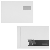 Briefumschlag DIN B4 (Lasche an der schmalen Seite) haftklebend mit Fenster einseitig 0/1 bedruckt (Rückseite)