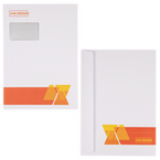Briefumschlag DIN C4 (Lasche an der breiten Seite) haftklebend mit Fenster beidseitig 4/4 farbig bedruckt