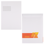 Briefumschlag DIN C4 (Lasche an der schmalen Seite) haftklebend mit Fenster einseitig 0/4 farbig bedruckt (Rückseite)