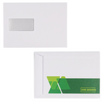 Briefumschlag DIN C5 (Lasche an der schmalen Seite) haftklebend mit Fenster einseitig 0/4 farbig bedruckt (Rückseite)