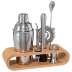 Zubehör aus Edelstahl stehend in Bambushalter 