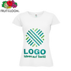 Damen-T-Shirt Budget, weiß - Fruit of the Loom, mit einer Druckposition