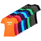 Tshirt, farbig bedruckt, Vorderseite, verschiedene Farben