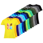 Tshirt, farbig bedruckt, Vorderseite, verschiedene Farben