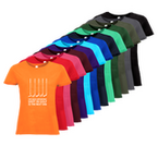 Tshirt, farbig bedruckt, Vorderseite, verschiedene Farben