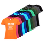 Tshirt, farbig bedruckt, Vorderseite, verschiedene Farben