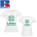 Damen-T-Shirt Organic, weiß - Russell, mit zwei Druckpositionen
