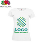 Damen-T-Shirt Premium, weiß - Fruit of the Loom, mit einer Druckposition