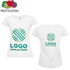 Damen-T-Shirt weiß, Budget - Fruit of the Loom, mit zwei Druckpositionen