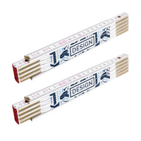 Diamant, Premium 2-m-Holz-Zollstock mit vermessingten Stahlbeschlägen, 4/4-farbig beidseitig bedruckt