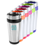 Edelstahl-Thermobecher mit farbigen Elementen bedruckt