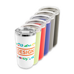 Edelstahl-Thermobecher mit Kunststoffüberzug bedruckt