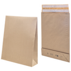 Faltentasche mit Klotzboden (50 x 40 x 10 cm), doppelte Haftklebung ohne Fenster, unbedruckt braun