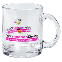 Glastasse frontal bedruckt